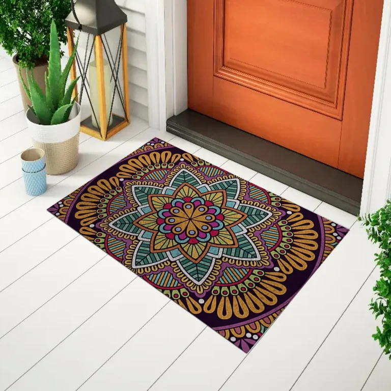 Capacho Abstrato – Mandala Laranja/Roxo