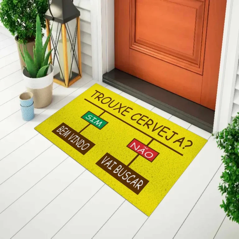 Capacho Frase – Trouxe Cerveja Sim Não Fundo Amarelo