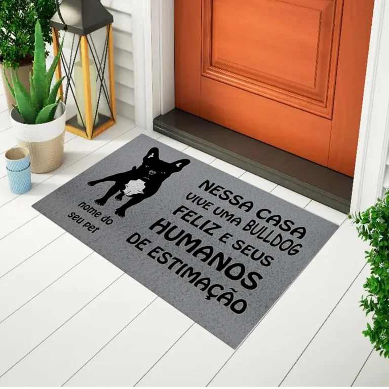 Capacho Para Porta Buldogue Preto Tapete Divertido Ca858