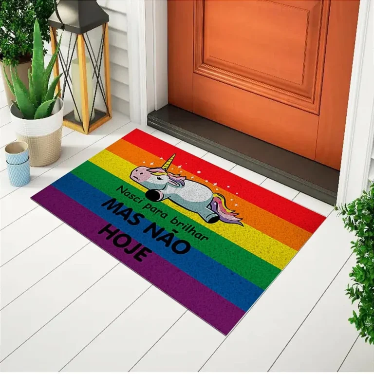 Tapete De Porta Capacho Divertido Nasci pra brilhar mas não hoje