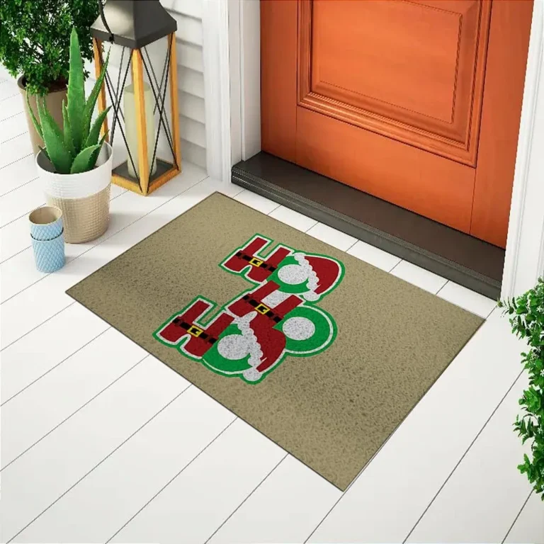 Tapete De Porta Capacho Divertido Ho Ho Ho Bege