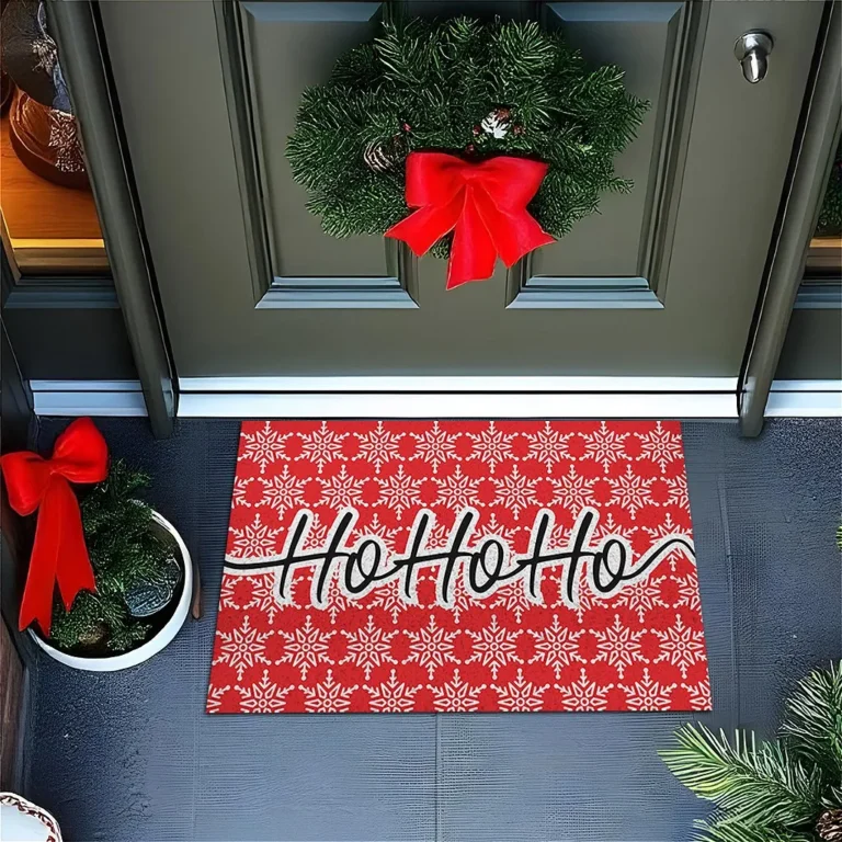 Tapete De Porta Capacho Divertido HOHOHO VERMELHO E BRANCO