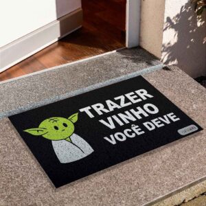 Capacho Frase - Trazer Vinho Você Deve Yoda Fundo Preto