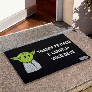 Capacho Frase - Trazer Petisco E Cerveja Voce Deve Yoda Fundo Preto