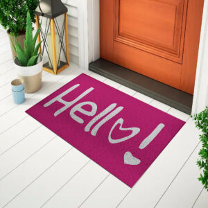 Capacho Frase - Hello Fundo Pink