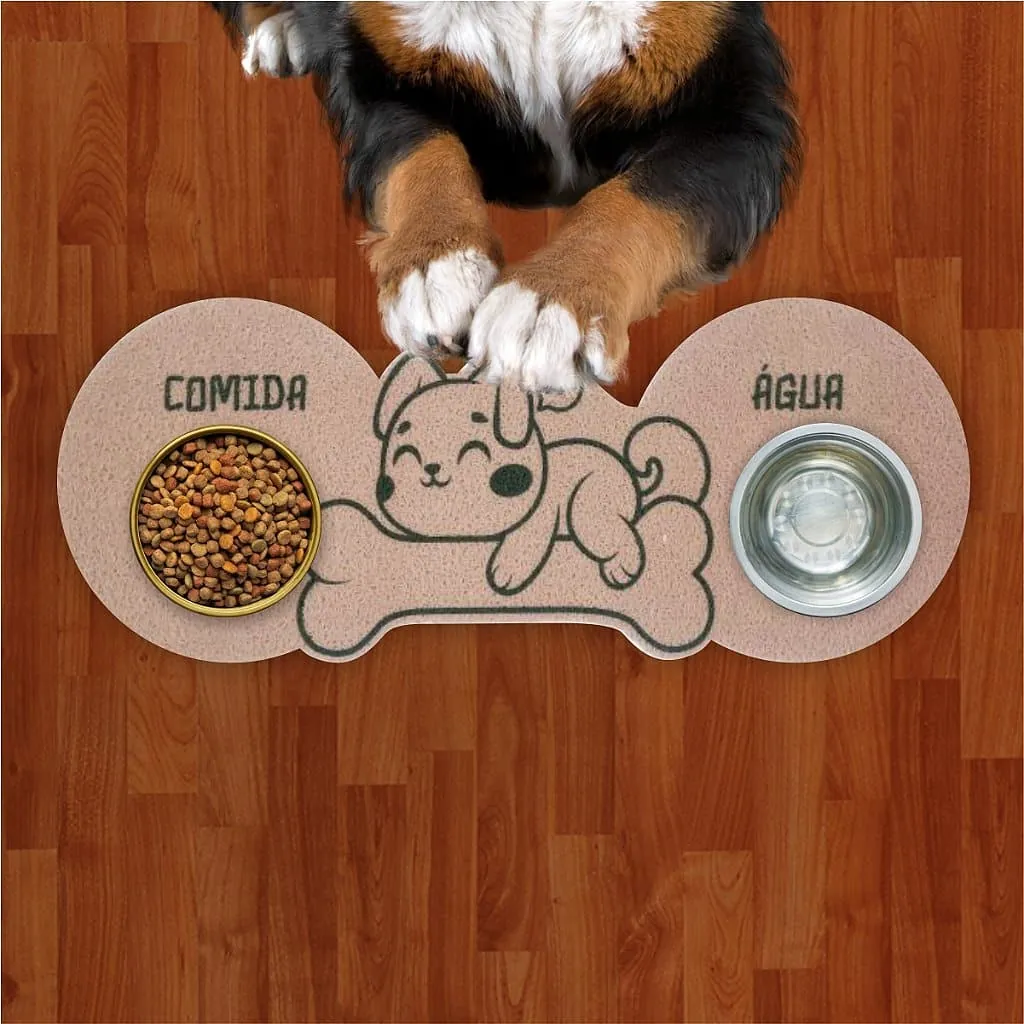 Tapete Capacho Jogo Americano para Comedouro e Bebedouro Água e Comida 3d Dog Ouro