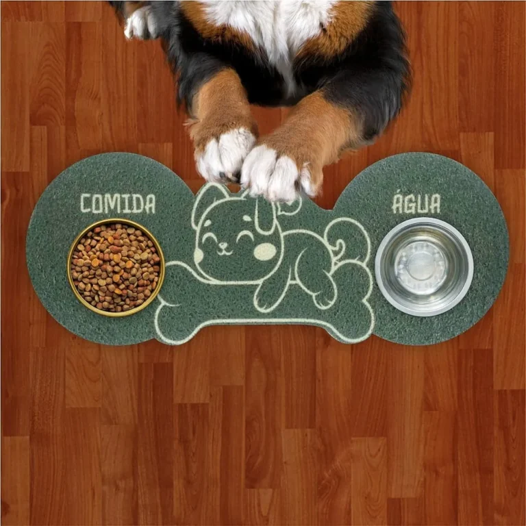 Tapete Capacho Jogo Americano para Comedouro e Bebedouro Água e Comida 3d Dog Verde Musgo