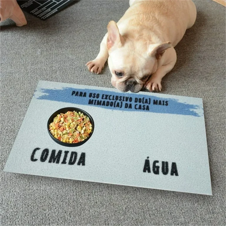 Tapete Capacho Jogo Americano para Comedouro e Bebedouro + Mimado Azul Bebe Com Azul Royal