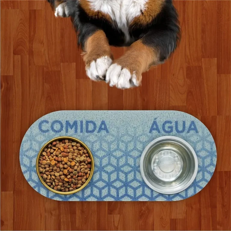 Tapete Capacho Jogo Americano para Comedouro e Bebedouro Água e Comida Azul Bebe Com Azul Royal