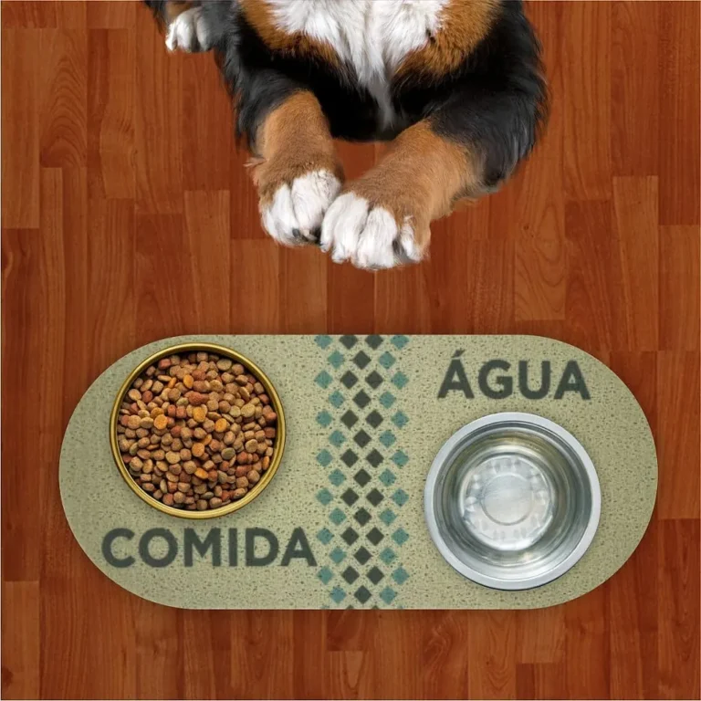 Tapete Capacho Jogo Americano para Comedouro e Bebedouro Água e Comida Verde Água Com Verde Escuro