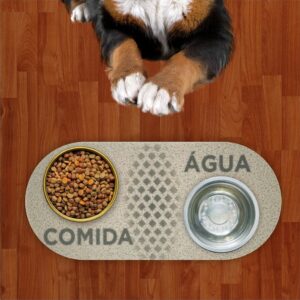 Comedouro Água e Comida Prata Com Cinza