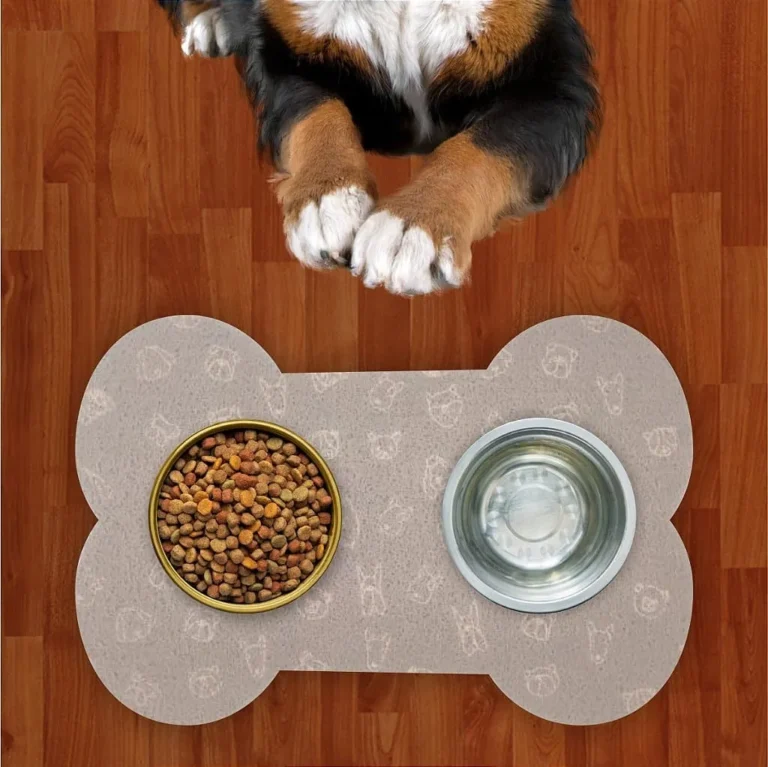 Tapete Capacho Jogo Americano para Comedouro e Bebedouro Água e Comida 3D Osso Ouro