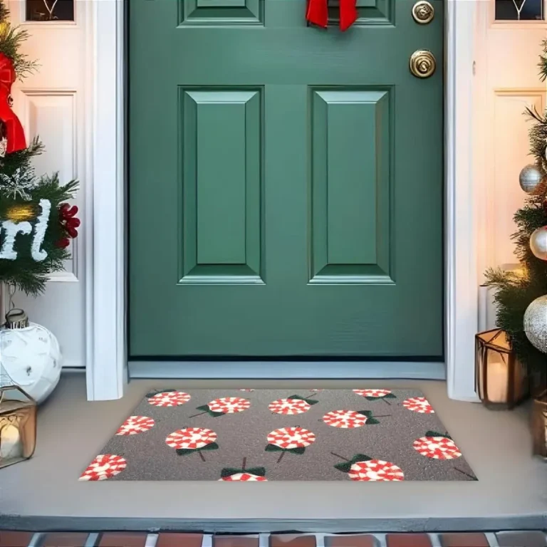 Tapete De Porta Capacho Divertido Natal Minimalista Pirulito Cinza