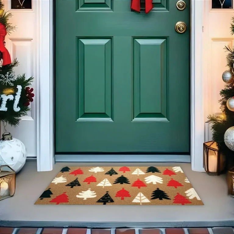 Tapete De Porta Capacho Divertido Natal Floresta Tricolor