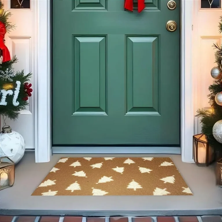 Tapete De Porta Capacho Divertido Minimalista Arvore De Natal Ouro