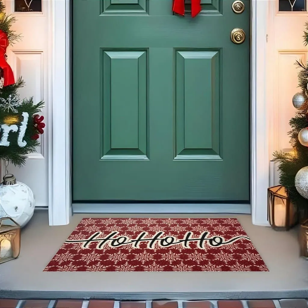 Tapete De Porta Capacho divertido HoHoHo Flocos de Neve