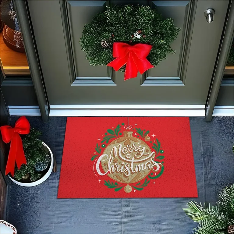 Tapete De Porta Capacho divertido Enfeite de Natal Vermelho