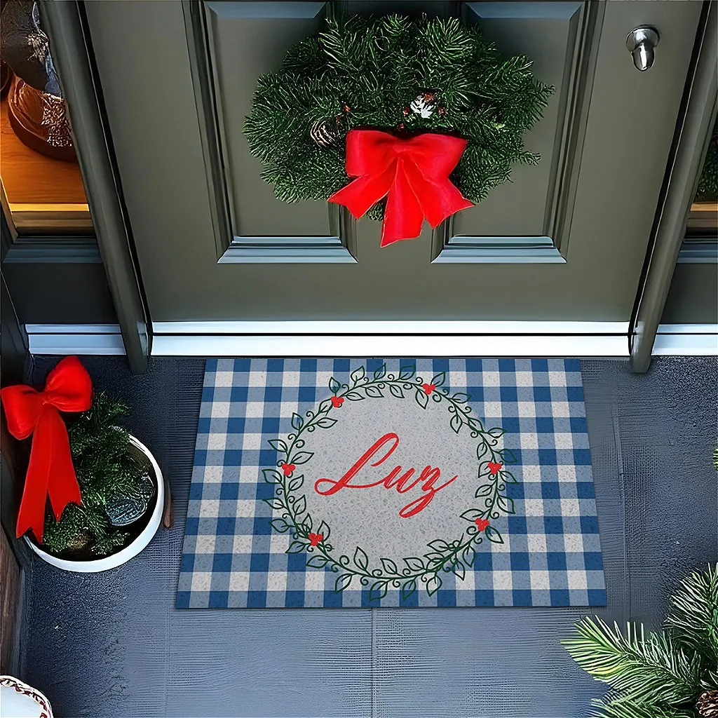 Tapete De Porta Capacho divertido Luz Guirlanda De Natal