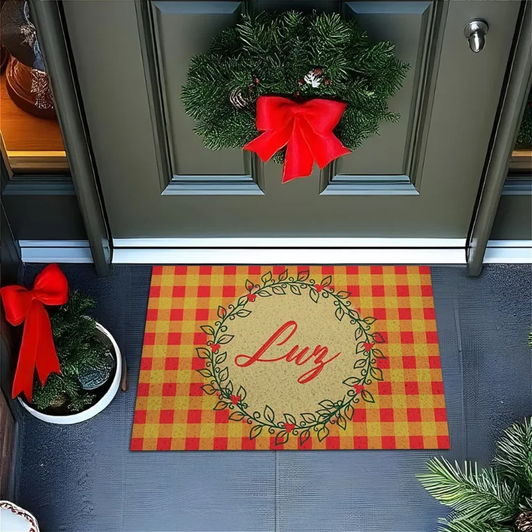 Tapete De Porta Capacho divertido Luz Guirlanda De Natal Vermelho