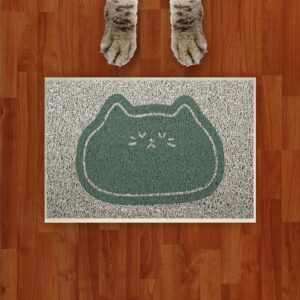 Tapete Coletor De Areia Para Gatos Rosto Gato Verde Musgo