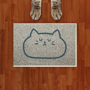 Tapete Coletor De Areia Para Gatos Rosto Gato Azul Marinho