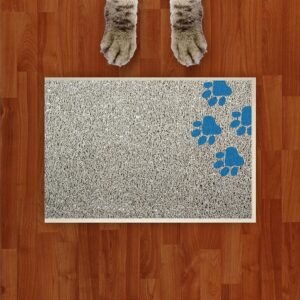 Tapete Coletor De Areia Para Gatos Patas De Gato Azul Marinho