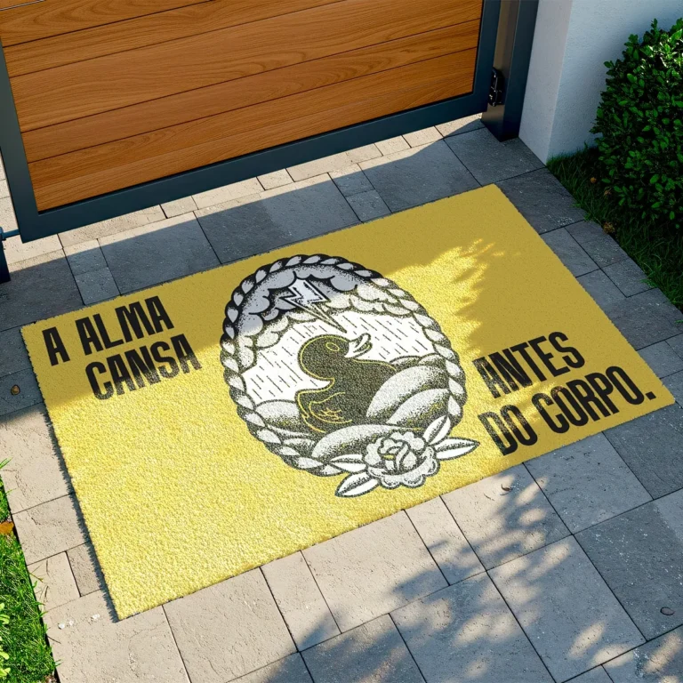 Tapete De Porta Capacho divertido A alma cansa antes do corpo antes do corpo.