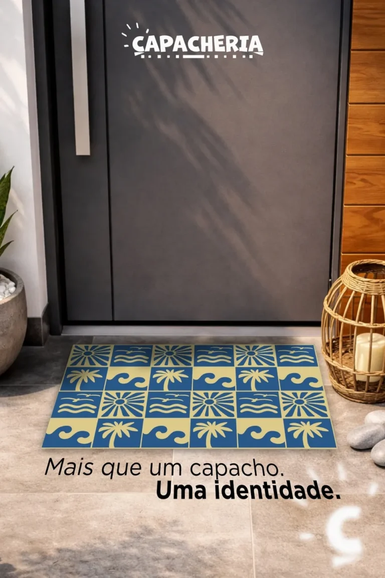 Tapete De Porta Capacho Divertido Antiderrapante 60x40 - Mar e Sol – Estilo Mar