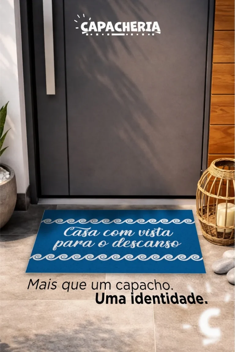 Tapete De Porta Capacho Divertido Antiderrapante 60x40 - Casa com Vista para o Descanso – Estilo Mar