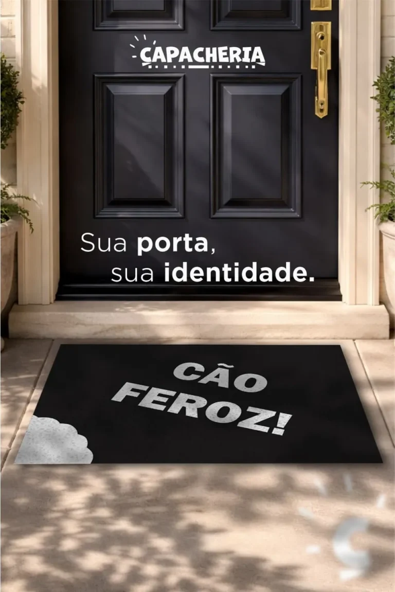 Tapete Capacho Divertido “Cão Feroz” Antiderrapante – Tapete de Entrada Engraçado e Criativo