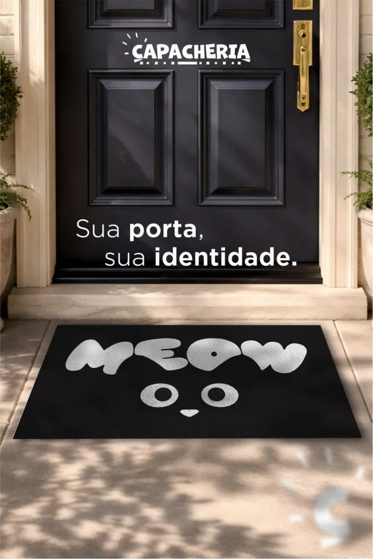 Tapete Capacho Meow Antiderrapante – Tapete de Entrada Divertido para Amantes de Gatos