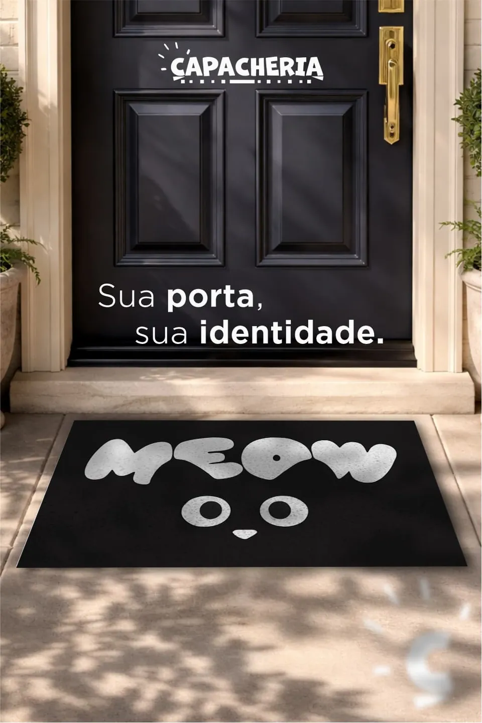 Tapete Capacho Meow Antiderrapante – Tapete de Entrada Divertido para Amantes de Gatos