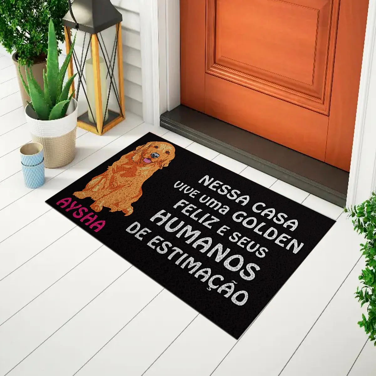 Tapete para entrada de casa com pet personalizado
