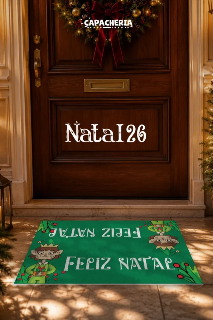 tapete capacho natal duendes vai e vem