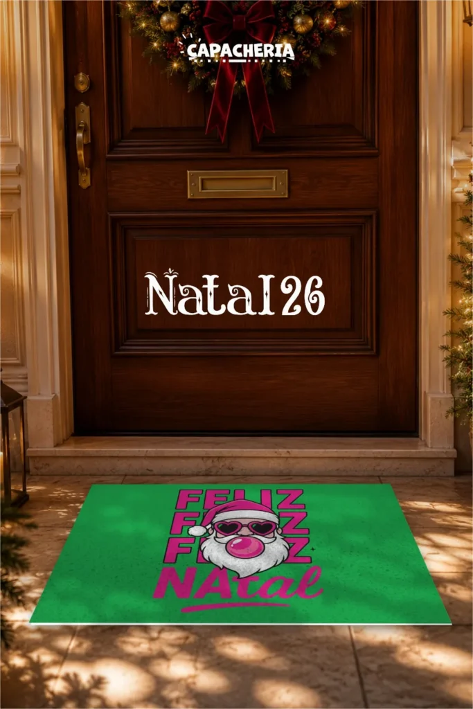 Tapete Capacho Natal Noel Pop Rosa