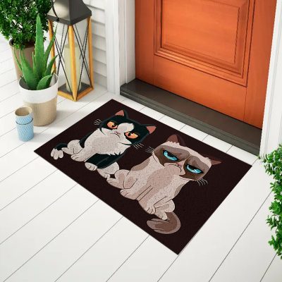 001775 Tapete De Porta Divertido Capacho Gatos Mockup