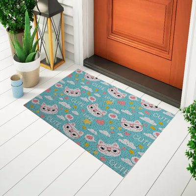 20CA010110 -Tapete De Porta Capacho Divertido Gato com Óculos Mockup