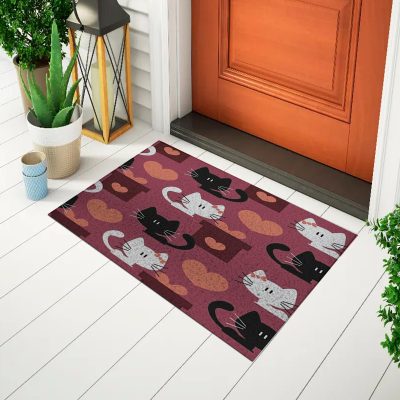 20CA010112 Tapete De Porta Capacho Divertido Gatos Mockup