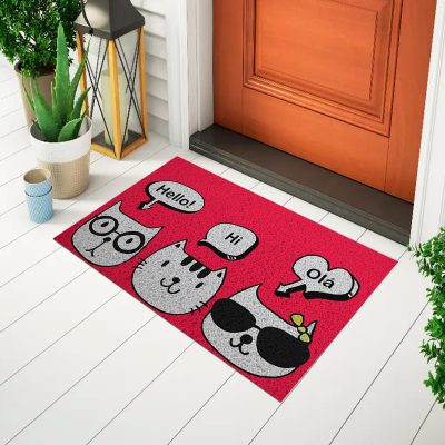 20CA010113 - Tapete De Porta Capacho Divertido Hello Hi! Olá Mockup