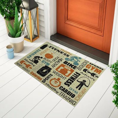 20CA010130 - Tapete De Porta Capacho Divertido Sport Fitness Mockup