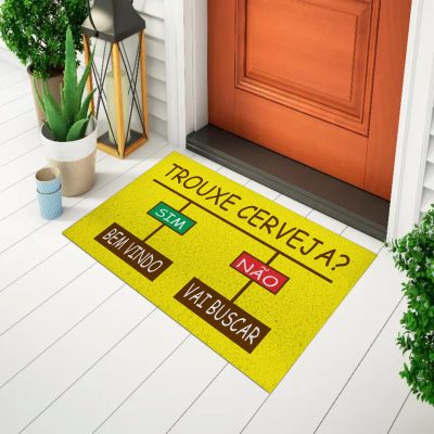 20CA010142 - Tapete De Porta Capacho Divertido Não Trouxe Cerveja Sim Não Amarelo mockup