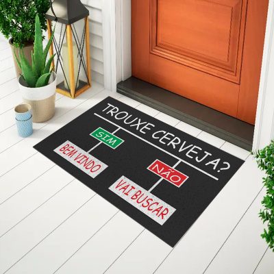 20CA010143 -Tapete De Porta Capacho Divertido Não Trouxe Cerveja Sim Não Preto Mockup Novo