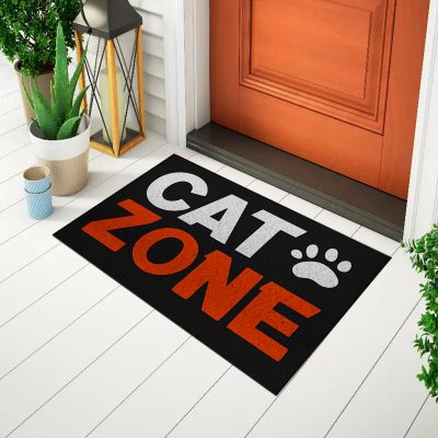 20CA010187 - Tapete De Porta Capacho Divertido Cat Zone Zona do gato mockup