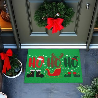 25CA011223 - Tapete De Porta Capacho Ho Ho Ho Verde Mockup